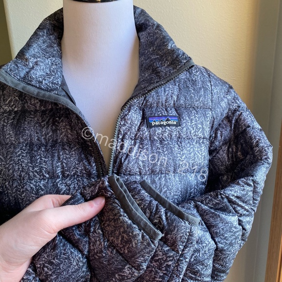Patagonia Down Sweater Jacket Small Forestland Tailored Grey Black Snowy S - Picture 7 of 16